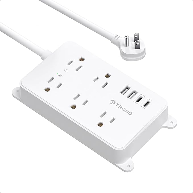 TROND Power Strip with USB, Surge Protector Flat Plug with 5 Widely-Spaced by TRONDOfficial
