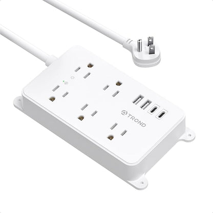 TROND Power Strip with USB, Surge Protector Flat Plug with 5 Widely-Spaced by TRONDOfficial