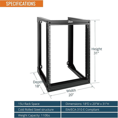 Tecmojo 15U Server Rack with Swing Gate, 15U Rack - Image 2