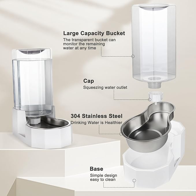 Sfozstra Automatic Pet Water Dispenser: 8L White Gravity Stainless Steel Water - Image 4