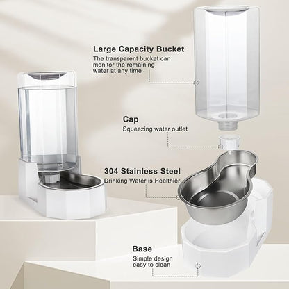 Sfozstra Automatic Pet Water Dispenser: 8L White Gravity Stainless Steel Water - Image 4