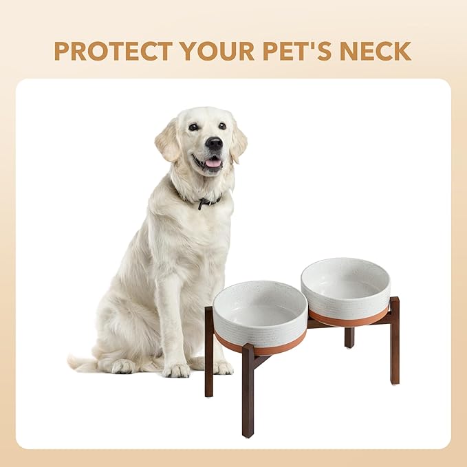 Ceramic 8.2inch Raised Double Dog Bowls Set - Image 6