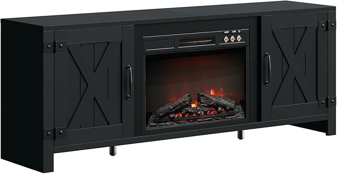 Bestier 63" Fireplace TV Stand for TVs Up to 70", Farmhouse Barn Door - Image 9