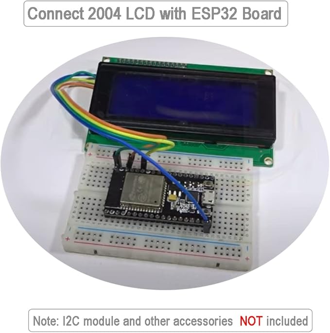DIYmalls 2004 LCD Display Module DC 5V 20x4 White Character Blue Backlight - Image 3