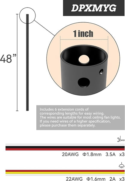DPXMYG 48 inch Ceiling Fan Downrod - Image 3