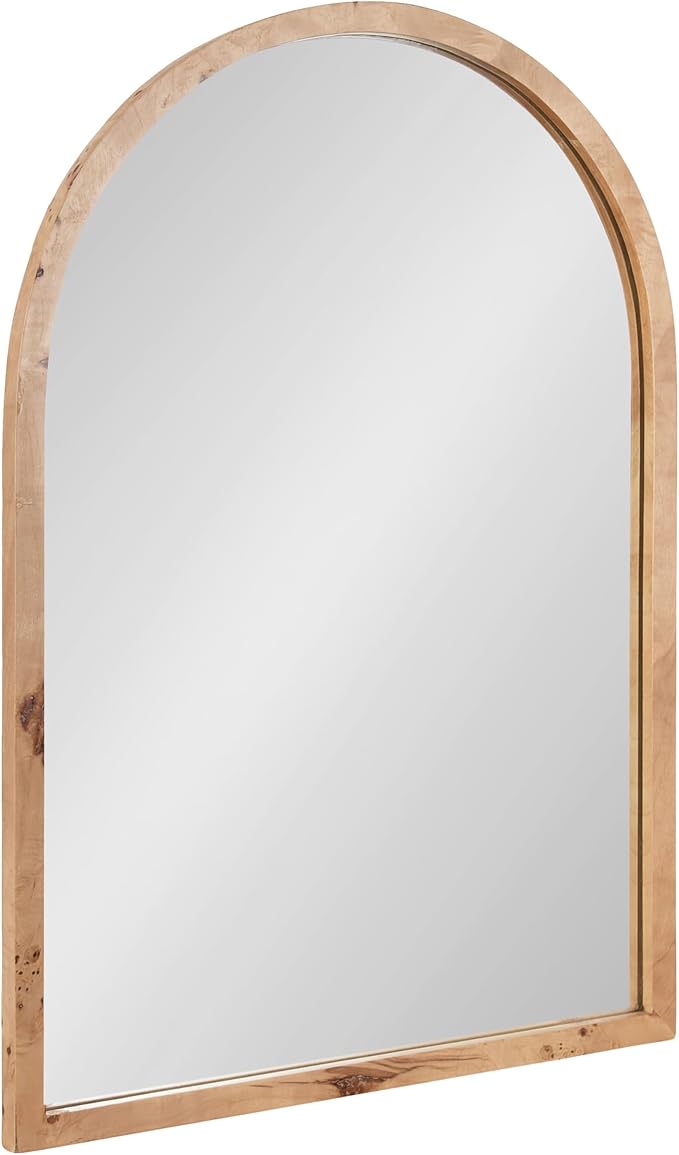 Kate and Laurel Burlock Modern Burlwood Arched Mirror, 22 x 32, Natural Wood by KateandLaurel