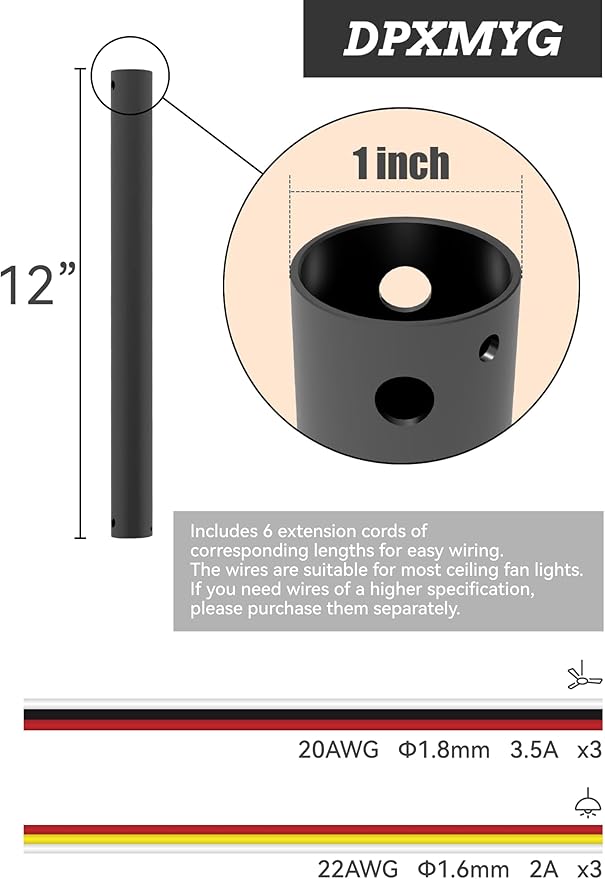 DPXMYG 12 inch Ceiling Fan Downrod - Image 2