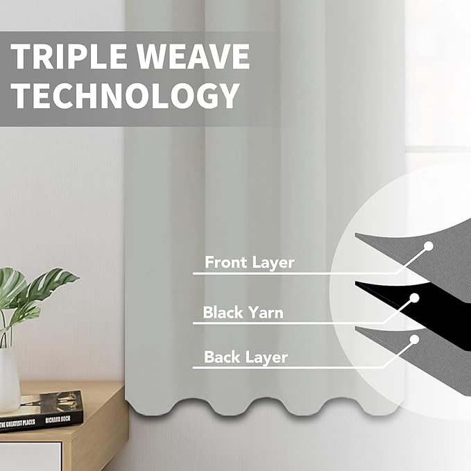 Easy-Going Blackout Curtains for Bedroom, Solid Thermal Insulated Grommet and - Image 3