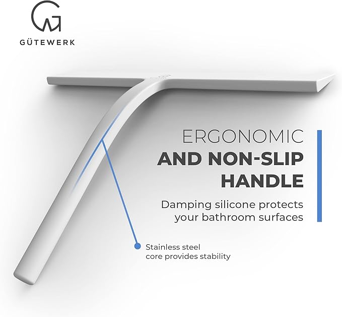 GÜTEWERK Shower Squeegee for Glass Doors, Silicone Window Squeegee, Bathroom - Image 2