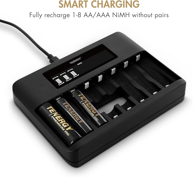 Tenergy 8 Count AA NiMH Premium Pro Rechargeable Batteries and TN480U 8-Bay LCD - Image 5