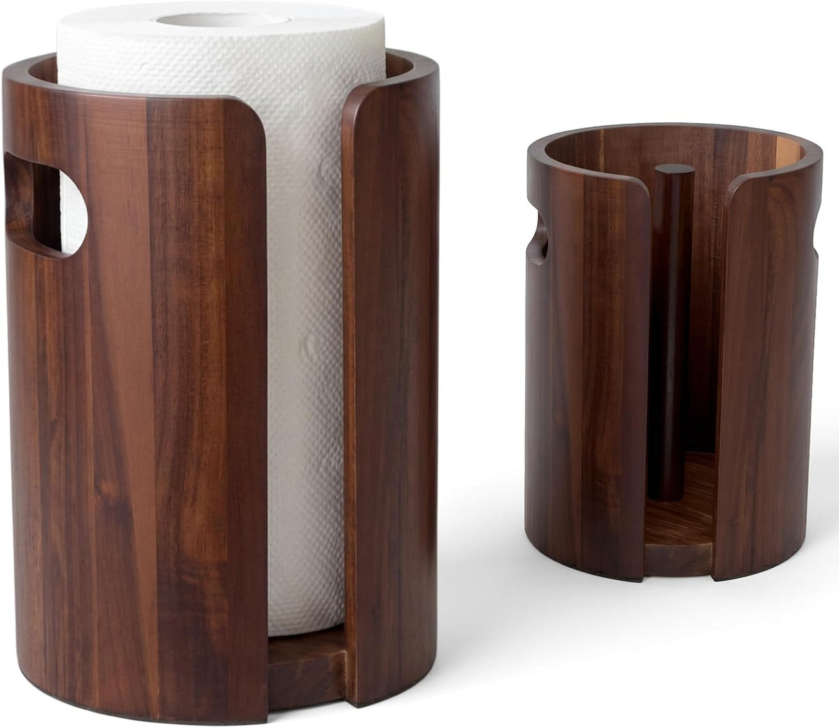 Acacia Wood Paper Towel Holder for Kitchen Countertop with Splash Guard