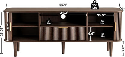 DAMCROP Fluted TV Stand, 55 Inch Mid Century Modern Media Console Table - Image 2