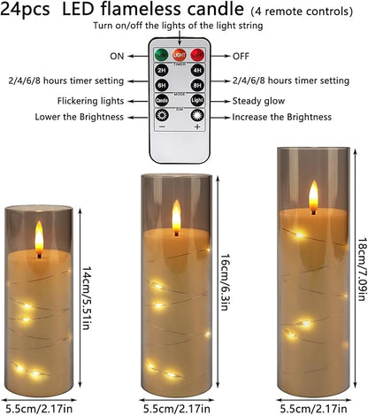 24pcs Flameless Grey Pillar Candle - Image 5
