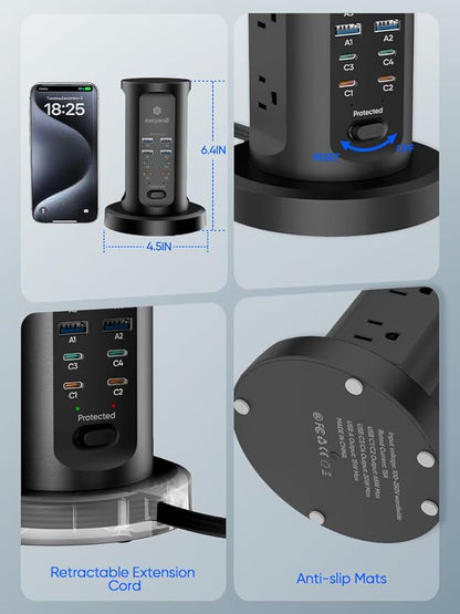 Kakyanill 115W USB Charging Station, Surge Protector Power Strip Tower - Image 7