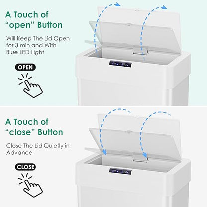 Arlopu Automatic Trash Can, Sensor Motion Stainless Steel Garbage Bin, - Image 6