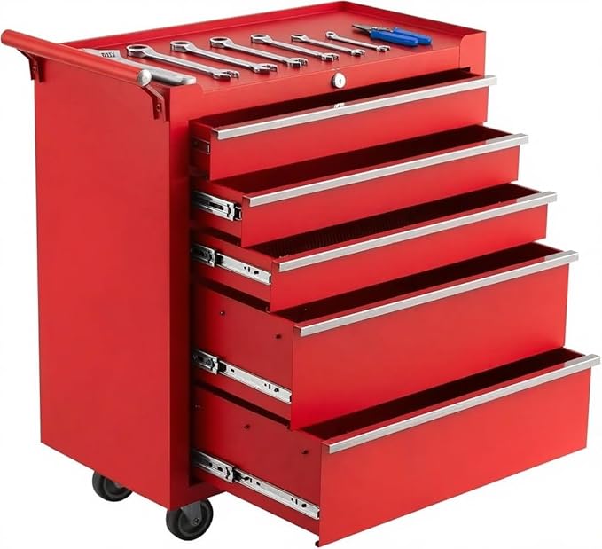 IDEALHOUSE Rolling Tool Chest, 5 Drawers Tool Storage Cabinet, Toolbox by IDEALHOUSE