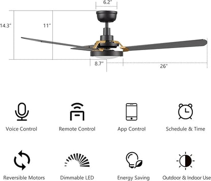 SMAAIR 52 Inch Smart Wifi Ceiling Fans - Image 8