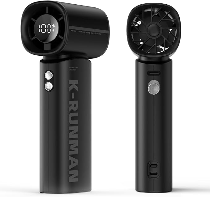 K-RUNMAN Portable Handheld Turbo Fan, 5 Gear Wind, Battery Operated, LED Display - Image 8