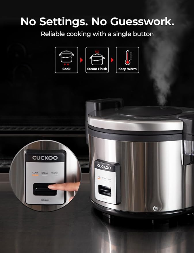 CUCKOO Commercial Rice Cooker & Warmer, Extra Large Rice Cooker 30-Cup Uncooked - Image 4