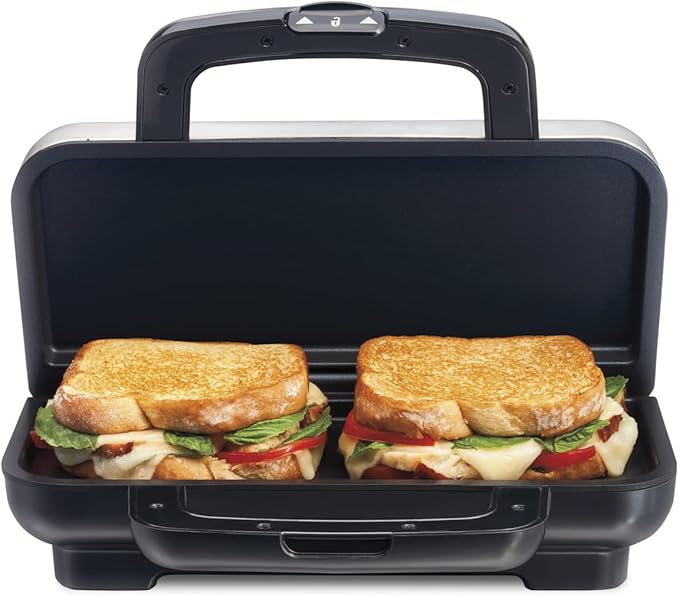 Proctor Silex Deluxe Hot Sandwich Maker, Nonstick Plates, Stainless Steel & 4 - Image 2