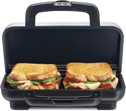 Proctor Silex Deluxe Hot Sandwich Maker, Nonstick Plates, Stainless Steel & 4 - Image 2
