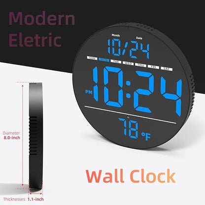 Digital Wall Clock with Large LED Display, Temperature, Auto-Brightness | Small - Image 2