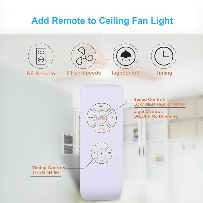 LPHUMEX 2 Pack Universal Ceiling Fan Remote Control Kits, Small Size Receiver - Image 4