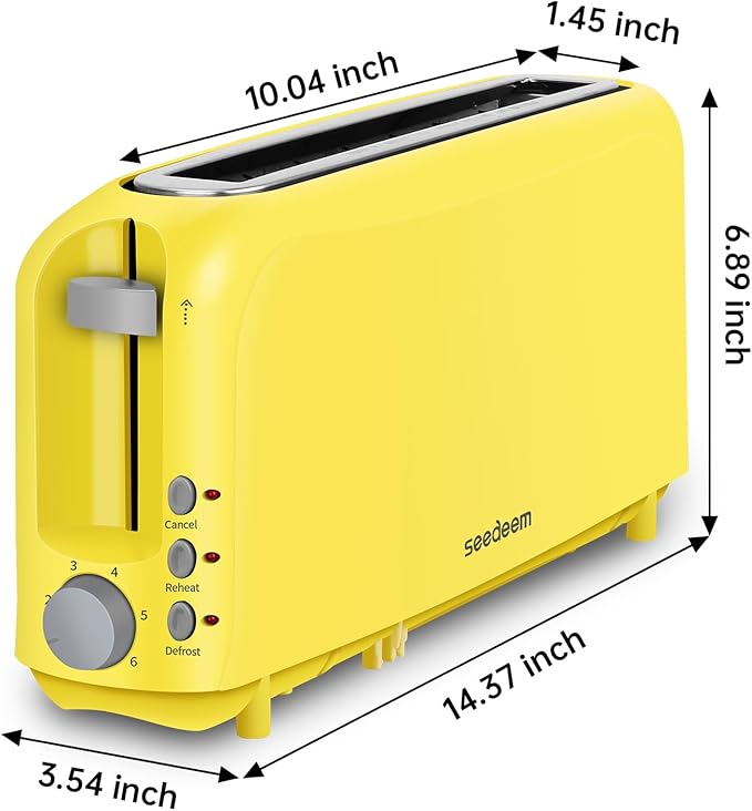 SEEDEEM 2 Slice Slim Toaster, Single 10" Long Slot Toaster Fits Bagels & - Image 5