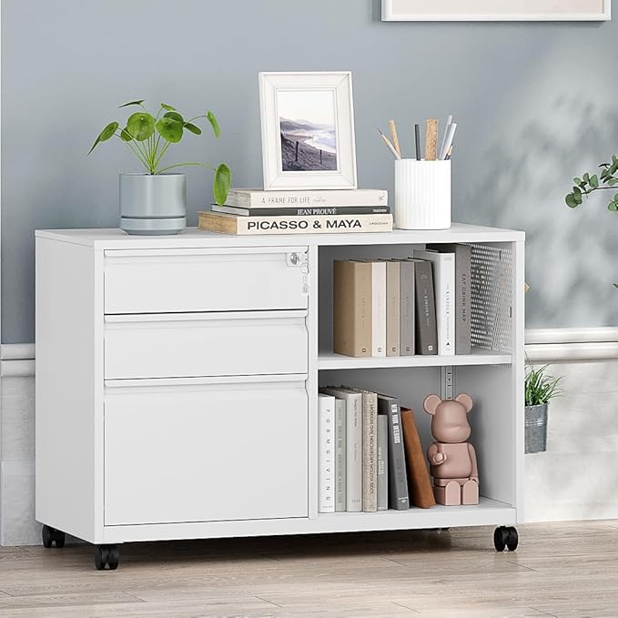 MIIIKO File Cabinet 3 Drawer, Home Office Rolling File Storage Cabinet - Image 5