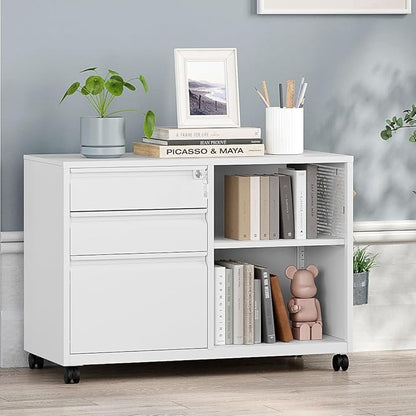 MIIIKO File Cabinet 3 Drawer, Home Office Rolling File Storage Cabinet - Image 5