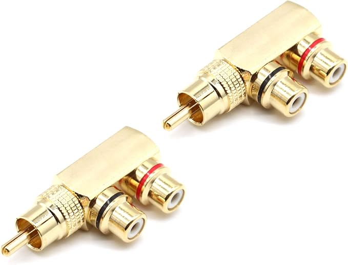 LOCHSOEL RCA Splitter Adapter, Right Angle RCA Male to 2 Female AV Splitter - Image 2