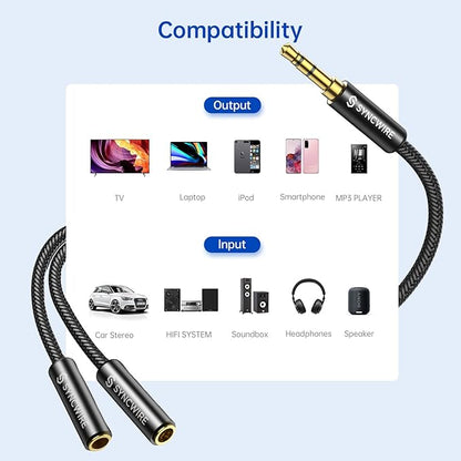Syncwire Headphone Splitter, Nylon-Braided Extension Cable Audio Stereo Y - Image 7