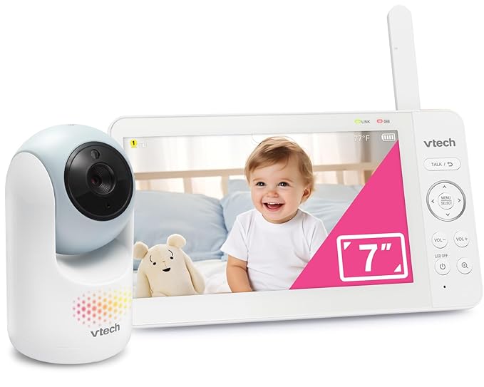 VTech 7" Baby Monitor with IPS Screen, Pan Tilt Zoom Camera, No WiFi Video Baby by VTechBabyMonitors