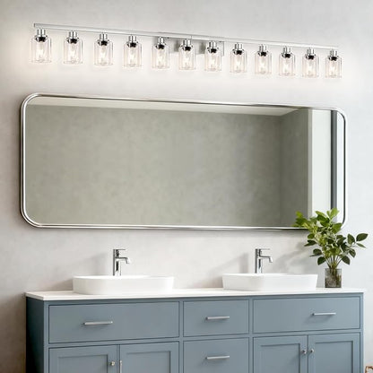 DIKAIDA Brushed Nickel Bathroom Vanity Light, 12 Light Brushed Nickel Bathroom - Image 6