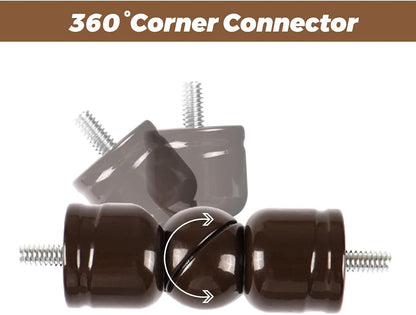Corner Connector 2 Pack for 1" and 7/8" Diameter Rod, Bronze | Durable Metal Material, 360° Rotatable Elbow Connectors, Fit for Corner and Bay Window Curtain Rods