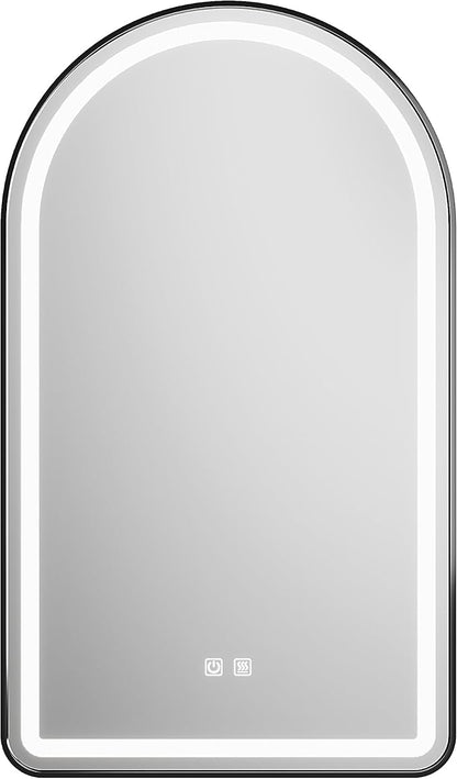 24x36 inch Black Tempered Glass LED Arched Mirror by MYlovelylands