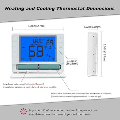 Thermostat for Home, Premium Heat Pump Room Temperature Controller, - Image 6