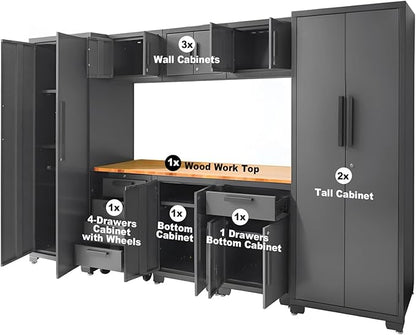 Torin Garage Cabinets Storage System, 9 Piece Included Steel Drawers Rolling - Image 9