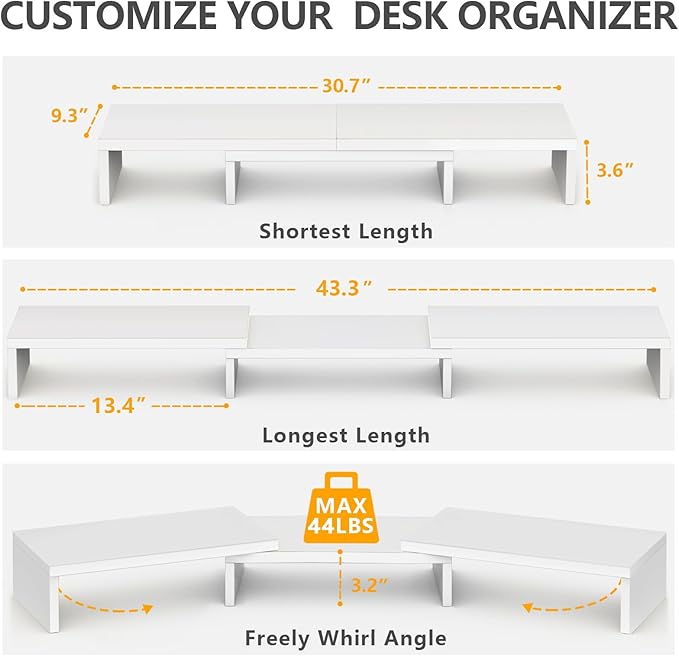 TAVR Furniture Dual Monitor Stand Riser, Computer Monitor Stands - Image 3