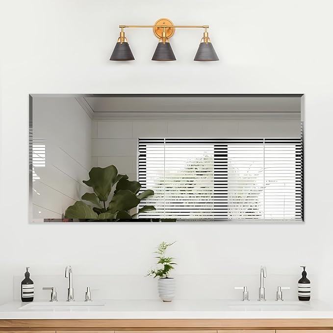 60x28 Inch Bathroom Mirror Frameless Beveled Edge Rectangle Wall Mirror - Image 3