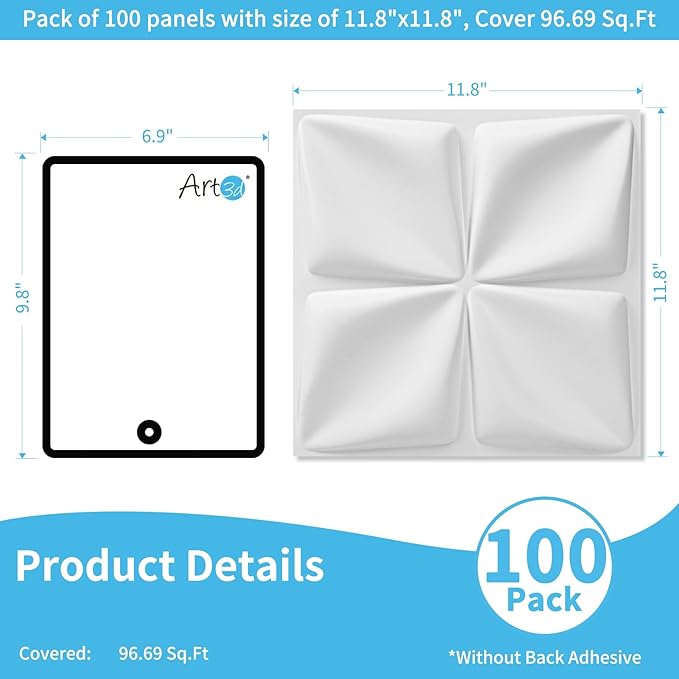 Art3d 100 Pack Decorative 3D Wall Panels, 97 Sq.Feet PVC Interior Wall Décor - Image 2