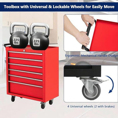 IDEALHOUSE Rolling Tool Chest, 6 Drawers Tool Storage Cabinet, Toolbox - Image 3