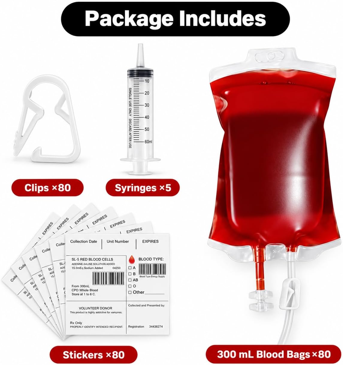MGparty 80 Pack Blood Bags for Drinks Reusable IV Drink Pouches for Halloween...