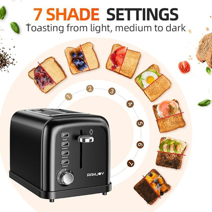 Black Toaster 2 Slice, Extra Wide Slot Toaster - Image 3