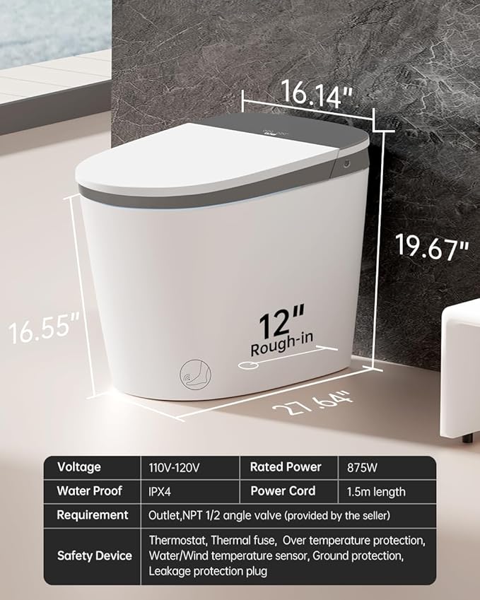 EPLO Smart Toilet Bidet with Auto Open Close, 1000 Gram MaP Flush Score - Image 9