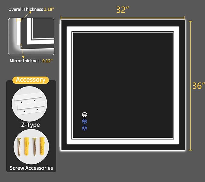 32"x36" LED Bathroom Mirror - Image 8