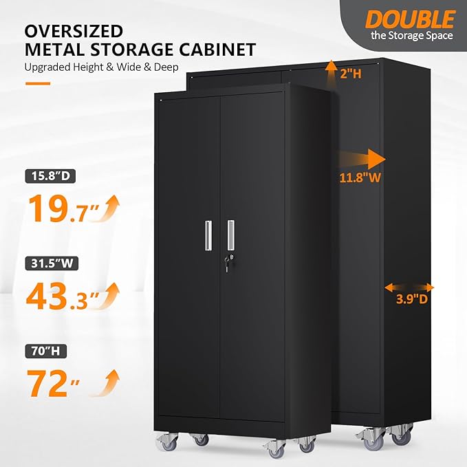 VINGLI Large Metal Storage Cabinet - Image 4