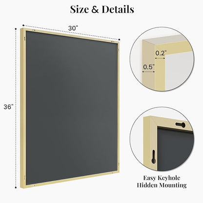 30"x36" Gold Bathroom Mirror for Wall, Metal Framed Vanity Mirror, Large - Image 7