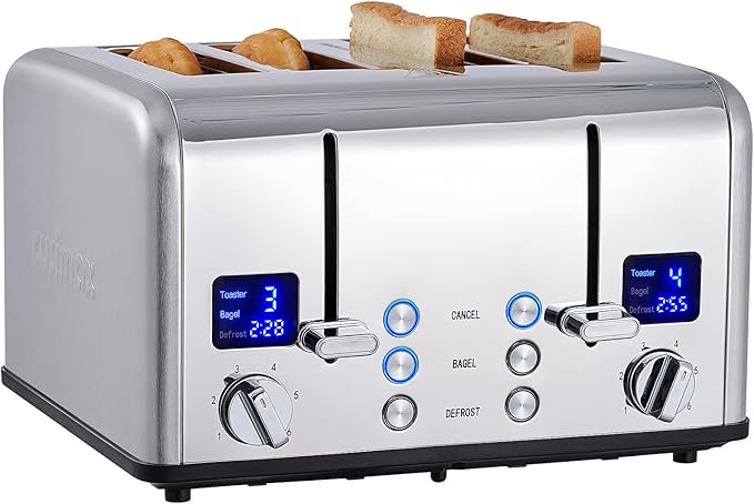 CUSIMAX 4 Slice Toaster, Ultra-Clear LED Display & Extra Wide Slots, Dual by CUSIMAX
