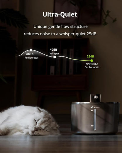 Wireless Cat Water Fountain Stainless Steel, 135floz/4L Battery Operated - Image 7